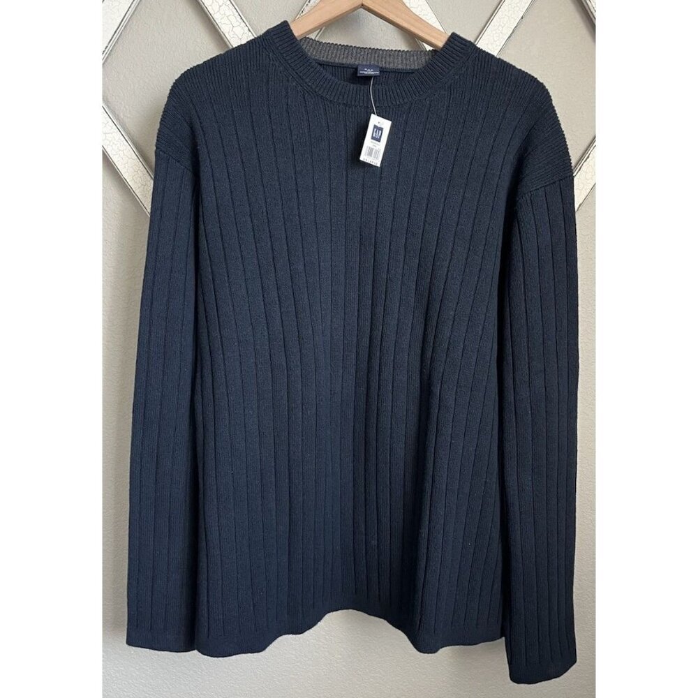 NWT! Vintage GAP Men's XXL Crew Neck Cotton Sweater Hong Kong - Navy Blue